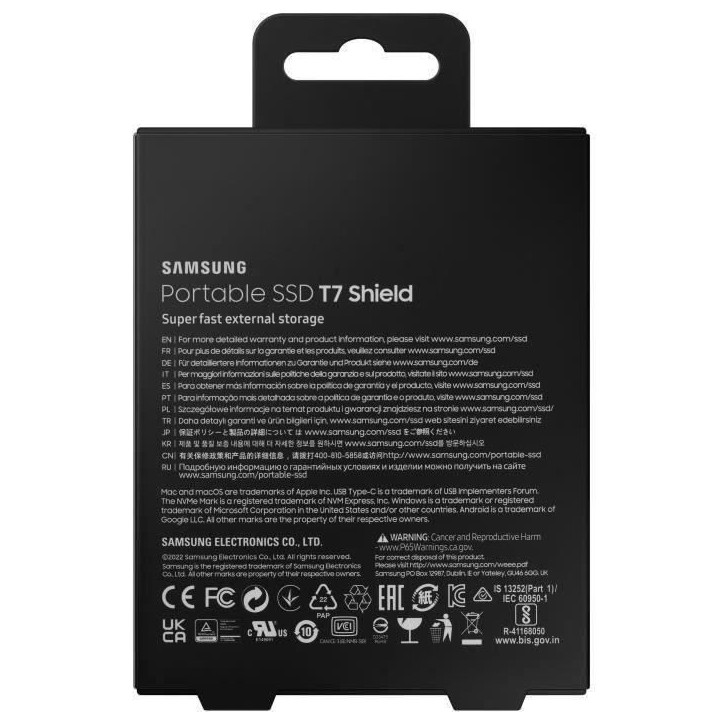 SAMSUNG SSD Externe T7 Shield Noir 2 To MU-PE2T0S/EU SAMSUNG SSD Externe T7 Shield Noir 2 To MU-PE2T0S/EU