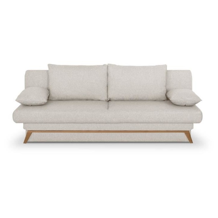 Banquette convertible - 3 places - NAOTO - Tissu beige - Coffre de rangement - 202 x 98 x 98 cm Banquette convertible - 3 places - NAOTO - Tissu beige - Coffre de rangement - 202 x 98 x 98 cm