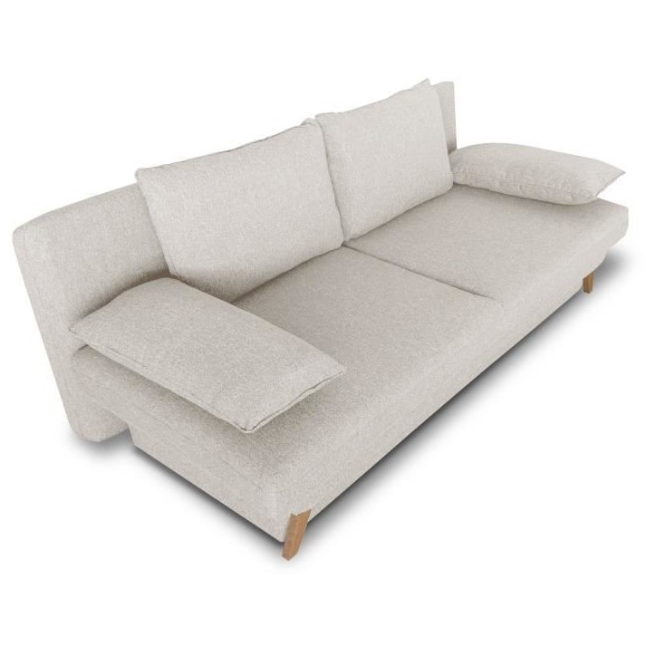 Banquette convertible - 3 places - NAOTO - Tissu beige - Coffre de rangement - 202 x 98 x 98 cm Banquette convertible - 3 places - NAOTO - Tissu beige - Coffre de rangement - 202 x 98 x 98 cm