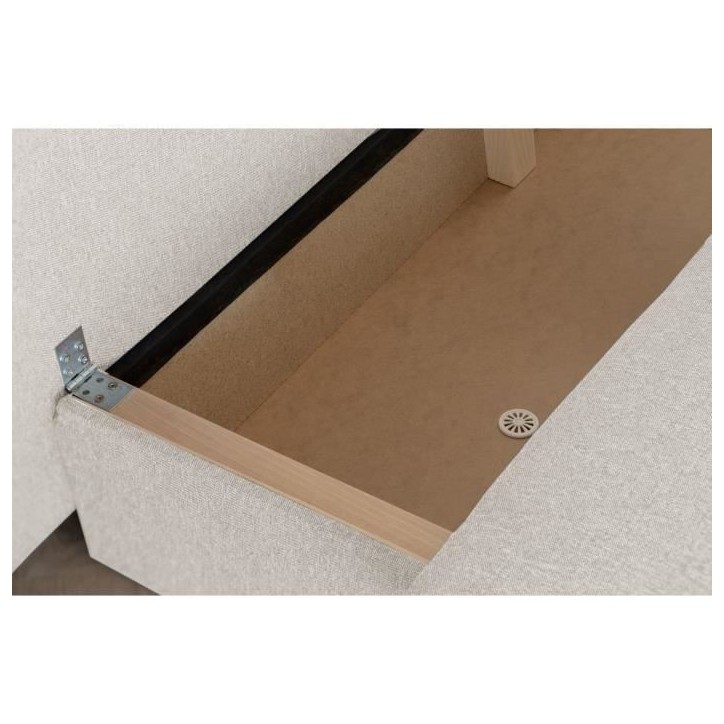 Banquette convertible - 3 places - NAOTO - Tissu beige - Coffre de rangement - 202 x 98 x 98 cm Banquette convertible - 3 places - NAOTO - Tissu beige - Coffre de rangement - 202 x 98 x 98 cm