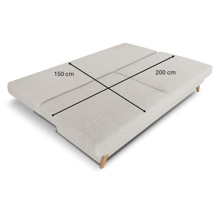 Banquette convertible - 3 places - NAOTO - Tissu beige - Coffre de rangement - 202 x 98 x 98 cm Banquette convertible - 3 places - NAOTO - Tissu beige - Coffre de rangement - 202 x 98 x 98 cm