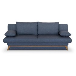 Banquette convertible - 3 places - NAOTO - Tissu bleu foncé - Coffre