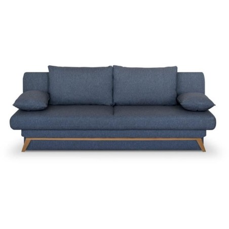 Banquette convertible - 3 places - NAOTO - Tissu bleu foncé - Coffre