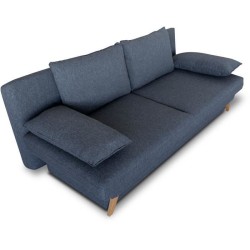 Banquette convertible - 3 places - NAOTO - Tissu bleu foncé - Coffre