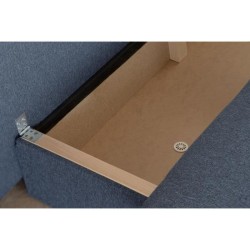 Banquette convertible - 3 places - NAOTO - Tissu bleu foncé - Coffre