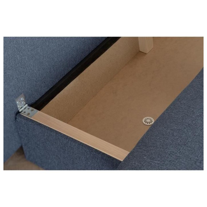 Banquette convertible - 3 places - NAOTO - Tissu bleu foncé - Coffre de rangement - 202 x 98 x 98 cm