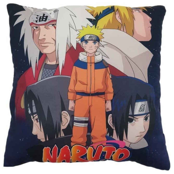 Coussin double face - Carré - NARUTO - Naruto et ses amis - Microfibre - 40 x 40 cm