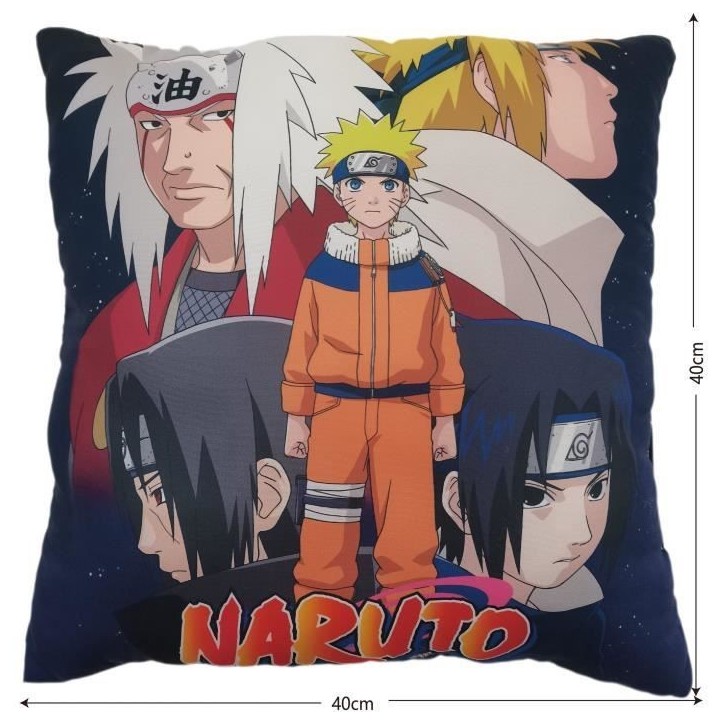 Coussin double face - Carré - NARUTO - Naruto et ses amis - Microfibre - 40 x 40 cm
