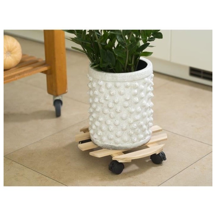 NATURE Tablette a roulettes pour plantes - Sapin - H7,4 x Ø35 cm