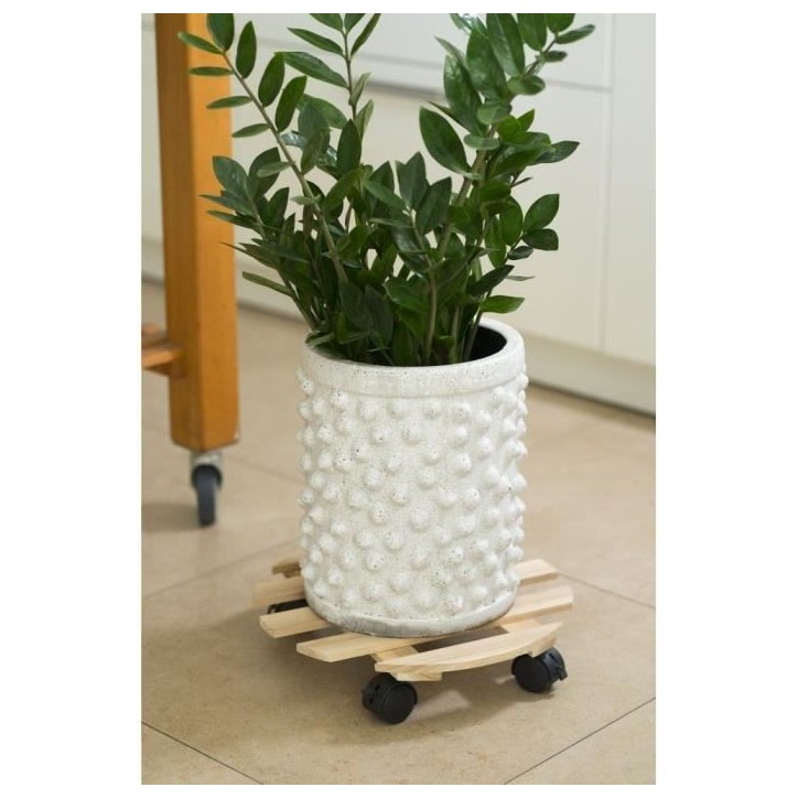 NATURE Tablette a roulettes pour plantes - Sapin - H7,4 x Ø35 cm