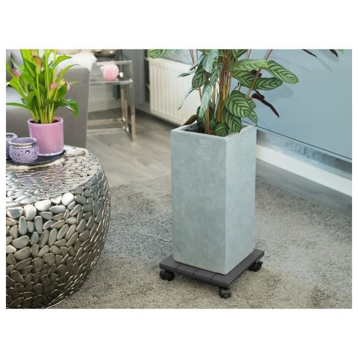NATURE Tablette a roulettes pour plantes - Bois composite - H7 x 30 x 30 cm