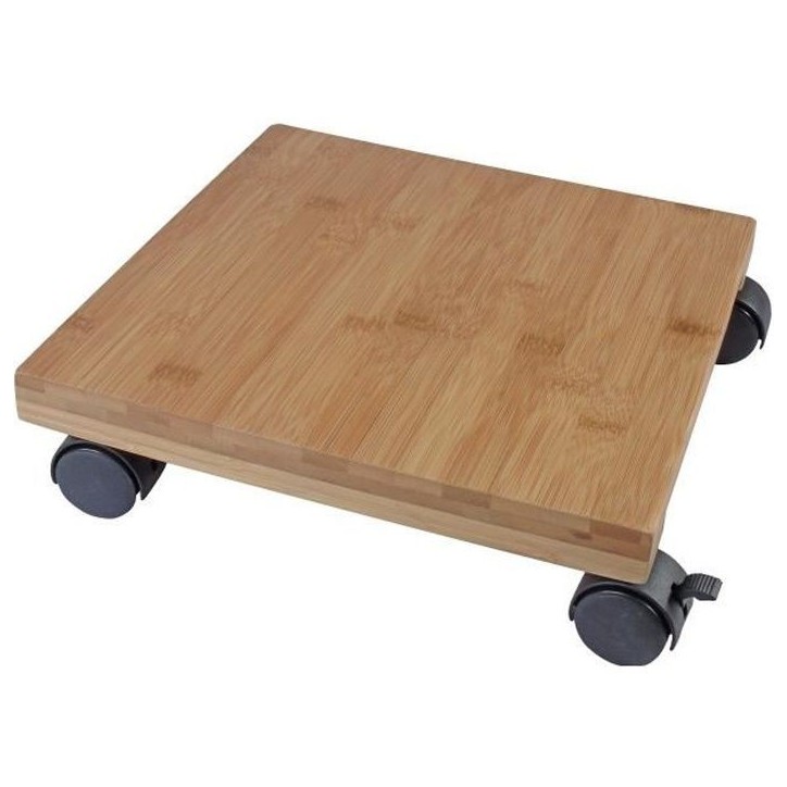 NATURE Tablette a roulettes pour plantes - Bambou composite - H8 x 30 x 30 cm