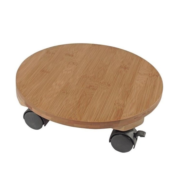 NATURE Tablette a roulettes pour plantes - Bambou composite - H8 x Ø30 cm