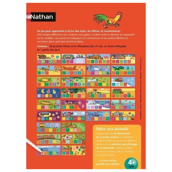 Jeu d'écriture NATHAN La Petite Ecole - J'écris les Mots - Apprentissage progressif - Des 4 ans
