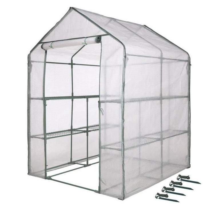 Serre de Jardin - NATURE - H195 x 143 x 143 - 2 étageres - PE armé 140 g/m² - Vert Serre de Jardin - NATURE - H195 x 143 x 143 - 2 étageres - PE armé 140 g/m² - Vert