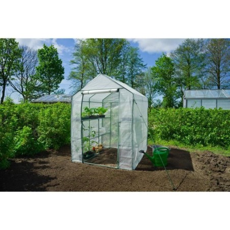 Serre de Jardin - NATURE - H195 x 143 x 143 - 2 étageres - PE armé 140 g/m² - Vert