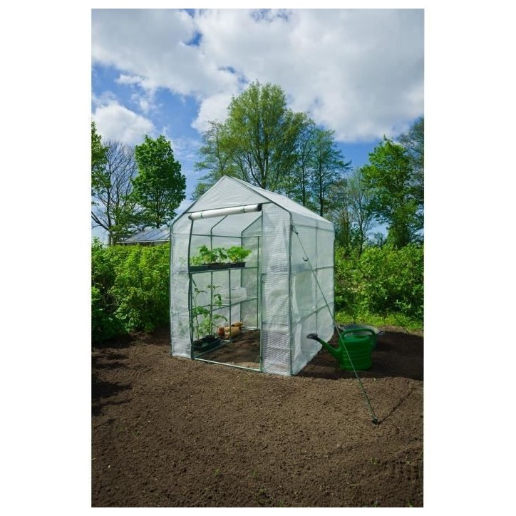 Serre de Jardin - NATURE - H195 x 143 x 143 - 2 étageres - PE armé 140 g/m² - Vert Serre de Jardin - NATURE - H195 x 143 x 143 - 2 étageres - PE armé 140 g/m² - Vert
