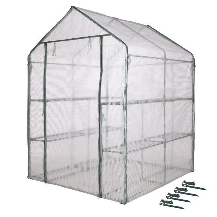 Serre de Jardin - NATURE - H195 x 143 x 143 - 2 étageres - PE armé 140 g/m² - Vert Serre de Jardin - NATURE - H195 x 143 x 143 - 2 étageres - PE armé 140 g/m² - Vert