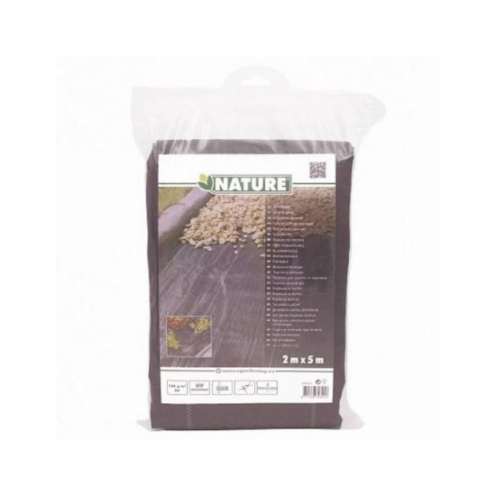 Nature Bâche de sol de contrôle des mauvaises herbes 2x5 m Noir