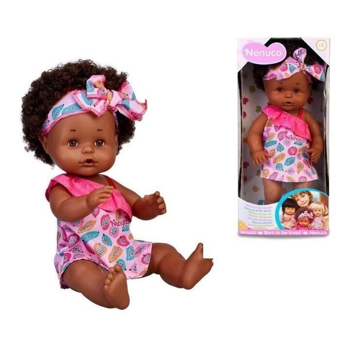 Poupée Nenuco Afro Style 35 cm - Fonction boit et fait pipi - Pour enfants a partir de 2 ans