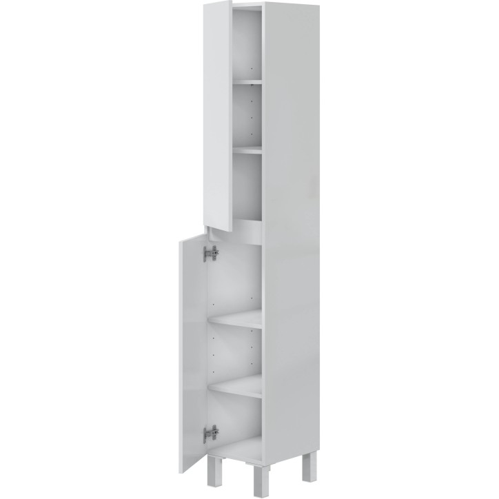 Colonne de salle de bain - NEREA - Blanc brillant - 2 portes - 30 x 35 x 182 cm