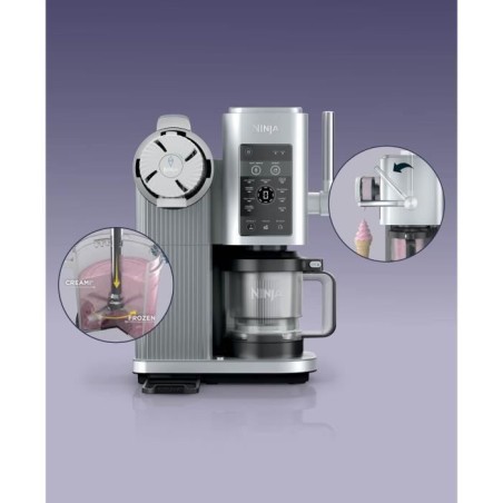 Machine a glaces NINJA - Creami Swirl NC701EU - Capacité 480ml - 13 programmes dont glaces a l'italienne - 2 pots inclus