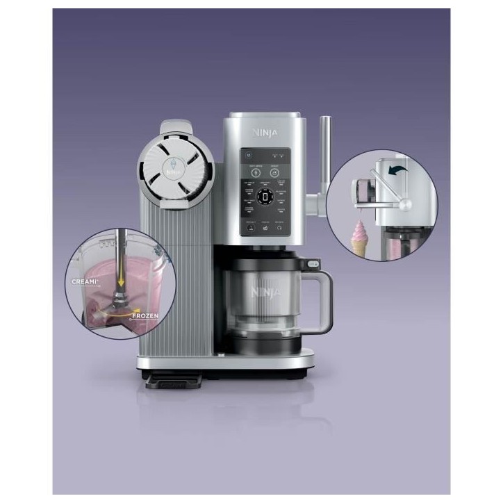 Machine a glaces NINJA - Creami Swirl NC701EU - Capacité 480ml - 13 programmes dont glaces a l'italienne - 2 pots inclus