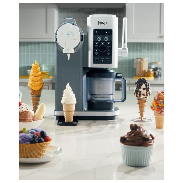 Machine a glaces NINJA - Creami Swirl NC701EU - Capacité 480ml - 13 programmes dont glaces a l'italienne - 2 pots inclus