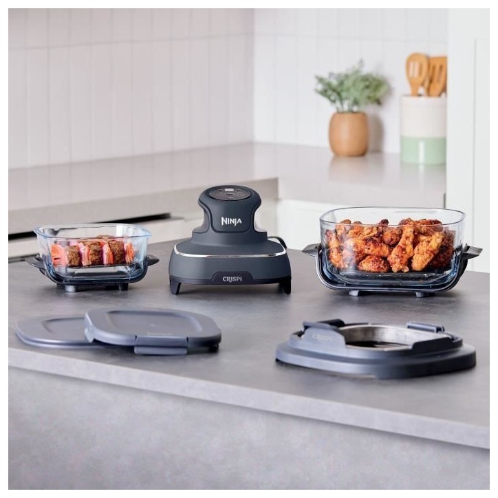 Friteuse sans huile portable NINJA - CRISPI - Récipients 1,4L et 3,8L - 4 programmes prédéfinis - 1700W - Bleu