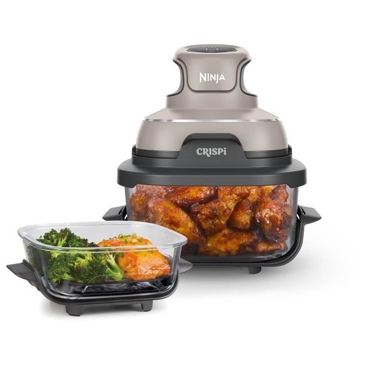 Friteuse sans huile portable NINJA - CRISPI - Récipients 1,4L et 3,8L - 4 programmes prédéfinis - 1400W - Beige