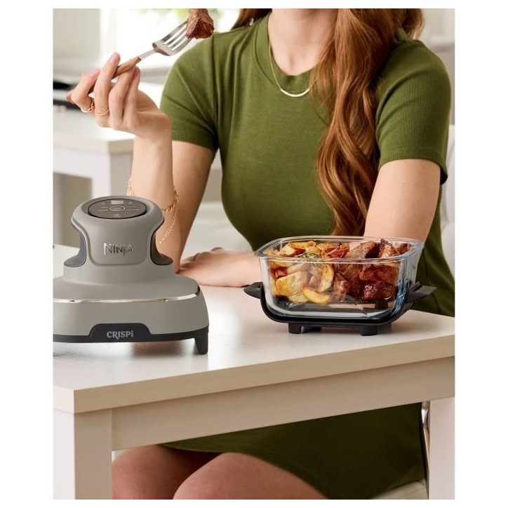 Friteuse sans huile portable NINJA - CRISPI - Récipients 1,4L et 3,8L - 4 programmes prédéfinis - 1400W - Beige