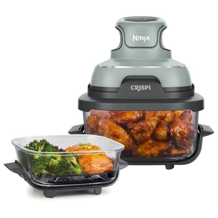 Friteuse sans huile portable NINJA - CRISPI - Récipients 1,4L et 3,8L - 4 programmes prédéfinis - 1700W - Sauge