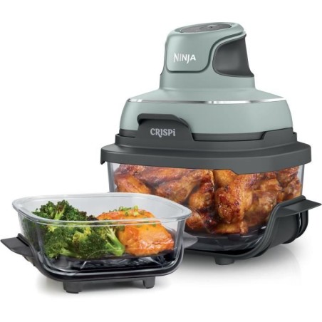 Friteuse sans huile portable NINJA - CRISPI - Récipients 1,4L et 3,8L - 4 programmes prédéfinis - 1700W - Sauge
