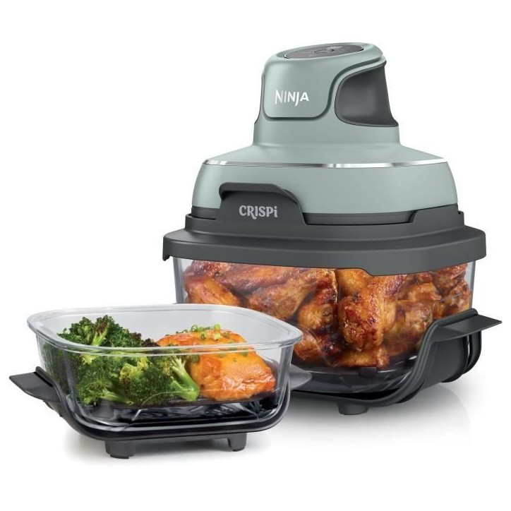 Friteuse sans huile portable NINJA - CRISPI - Récipients 1,4L et 3,8L - 4 programmes prédéfinis - 1700W - Sauge