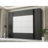 Armoire - Noir / Blanc - 2 portes battantes + 2 portes coulissantes -
