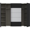 Armoire - Noir / Blanc - 2 portes battantes + 2 portes coulissantes -