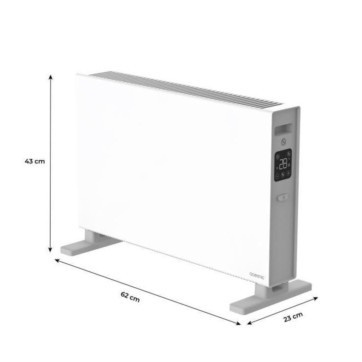 Radiateur convecteur électrique mobile - OCEANIC - 2000 W - 2 puissances - Blanc mat Radiateur convecteur électrique mobile - OCEANIC - 2000 W - 2 puissances - Blanc mat