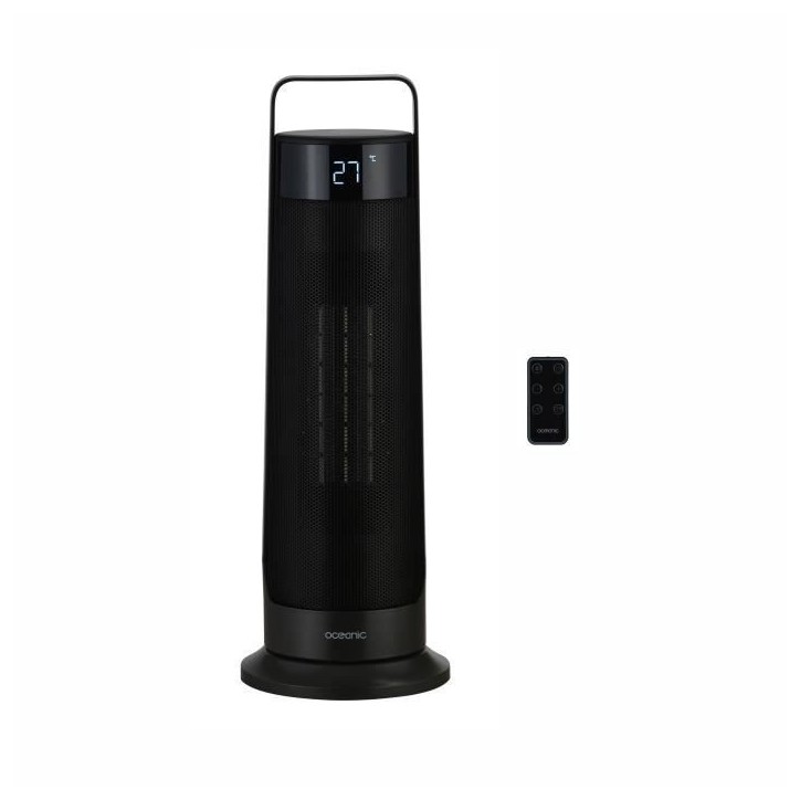 Radiateur soufflant oscillant - Céramique - OCEANIC - 2000 W - Télécommande - Noir Radiateur soufflant oscillant - Céramique - OCEANIC - 2000 W - Télécommande - Noir
