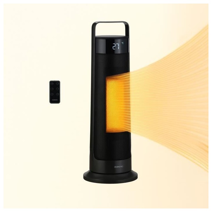 Radiateur soufflant oscillant - Céramique - OCEANIC - 2000 W - Télécommande - Noir Radiateur soufflant oscillant - Céramique - OCEANIC - 2000 W - Télécommande - Noir