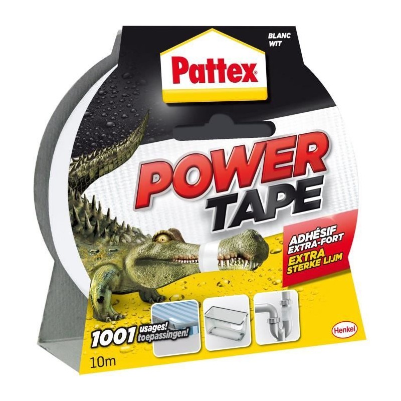 PATTEX Adhésif super puissant Power tape - Blanc - 10 m