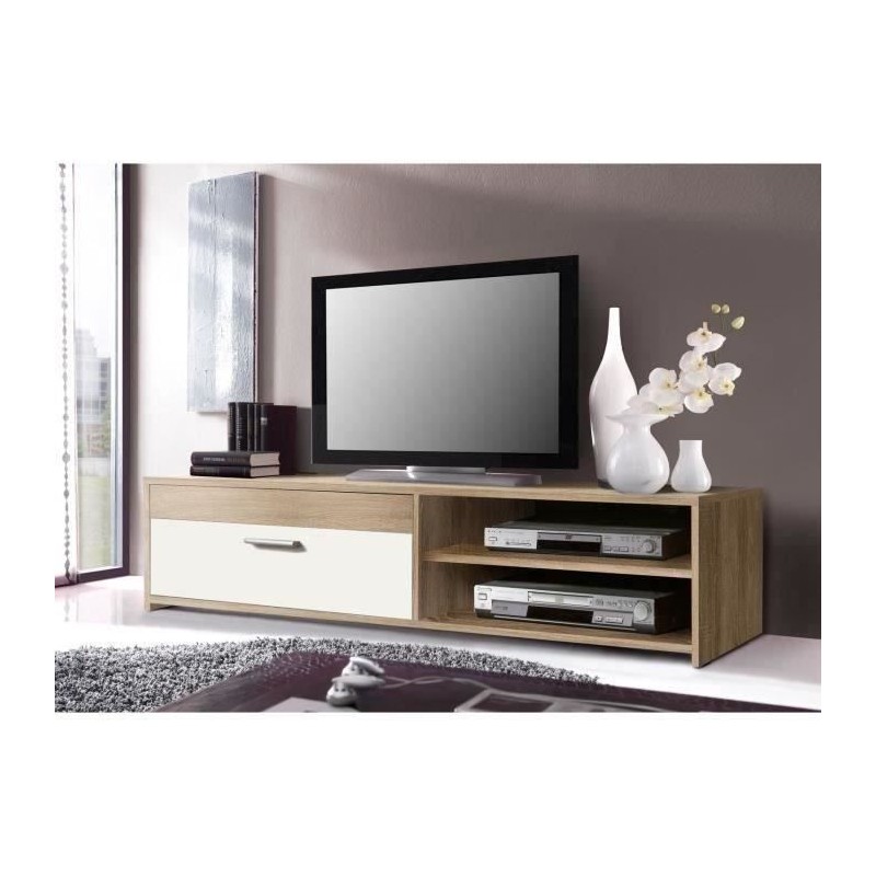 Meuble TV PILVI - Style contemporain - Particules mélaminé - Décor