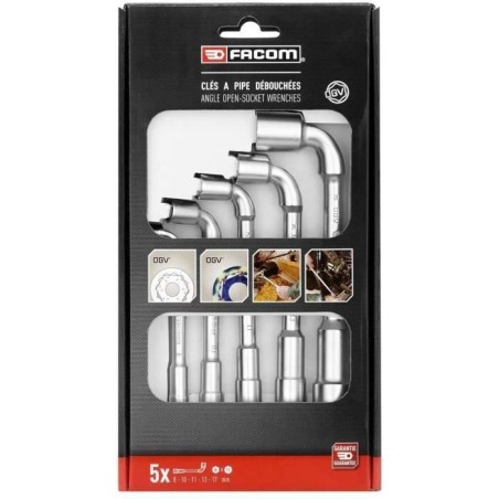 Coffret de 5 Clés a Pipe profils 12 pans x 6 pans FACOM - 76.J5PB - 1 Côté pour reprise diminuée + 1 Côté puissance et ré