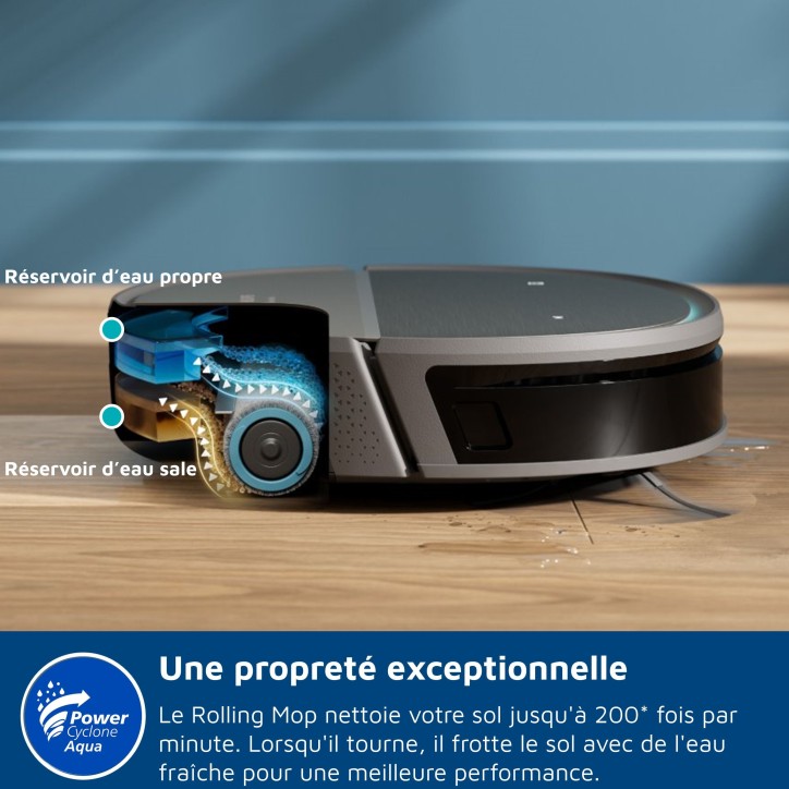 Aspirateur Robot Laveur - PHILIPS XU9100/10 - 8000 Pa - 280 min - 210 ml - Métal / Noir