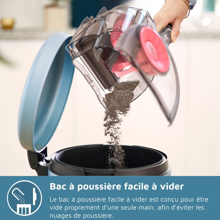 Aspirateur sans sac - PHILIPS - XB2123/09 - Série 2000 PowerCyclone 4 - 850W - Bleu/rose