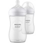Lot de 2 biberons - PHILIPS AVENT- Natural 3.0 - Anti-colique - 260 ml - AirFree - Tétine imitant la forme du sein - Blanc