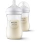 Lot de 2 biberons - PHILIPS AVENT- Natural 3.0 - Anti-colique - 260 ml - AirFree - Tétine imitant la forme du sein - Blanc