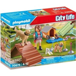 PLAYMOBIL 70676 Set Educatrice et chiens, City life, Pour Enfant, des