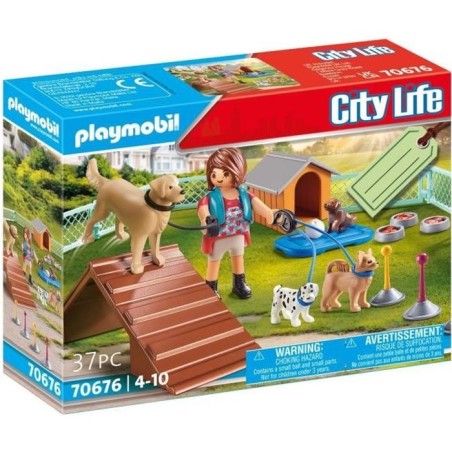 PLAYMOBIL 70676 Set Educatrice et chiens, City life, Pour Enfant, des