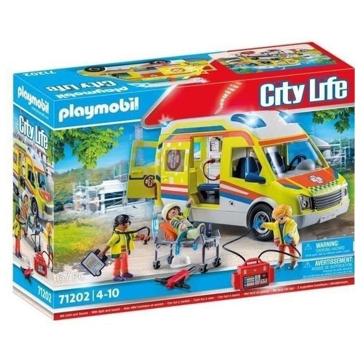 PLAYMOBIL 71202 Ambulance avec effets lumineux et sonore, City Action Les Secouristes