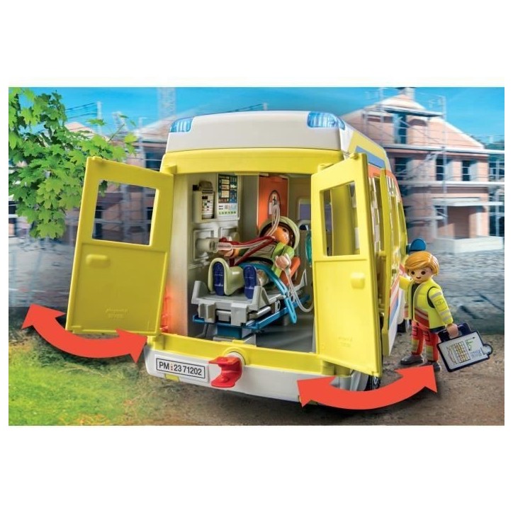 PLAYMOBIL 71202 Ambulance avec effets lumineux et sonore, City Action Les Secouristes